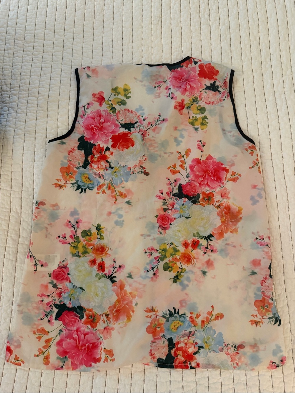 H&M Floral Sleeveless Camisole with Black Trim - Pink, Coral, Green - Picture 2 of 3